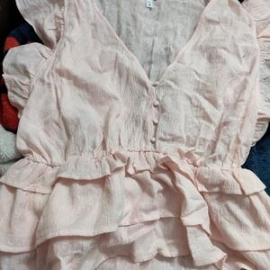 Express Pink Peplum Top Size M Runs Small